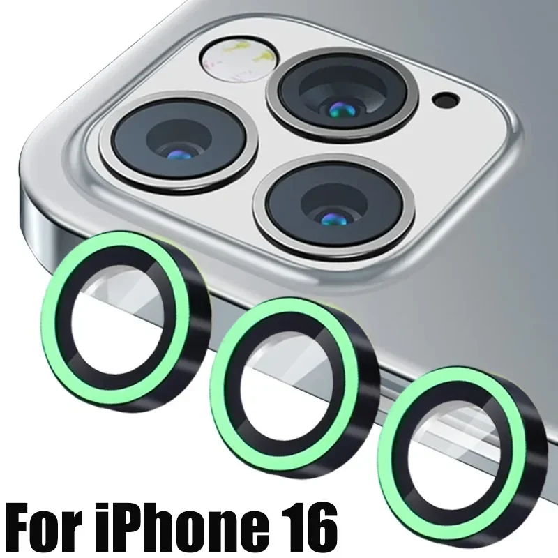 2-3Pcs Luminous Ceramic Camera Protector Film For IPhone 16 Pro Max 16Plus Lens Film Ring Glass Anti-Scratch Glass Glowing Cap