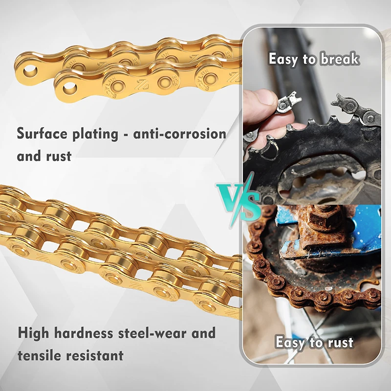 BUCKLOS Bicycle Chain 8 Speed Mountain Road Bike Current Ultralight Corrente 8v MTB Bicycle Chain with Quick Link Cycling Parts