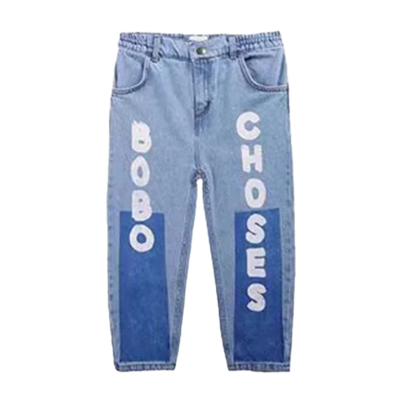 2024 New Spring Summer Boys Girls Pants Baby Fashion Casual Sports Trousers Children Clothes Overall Jeans