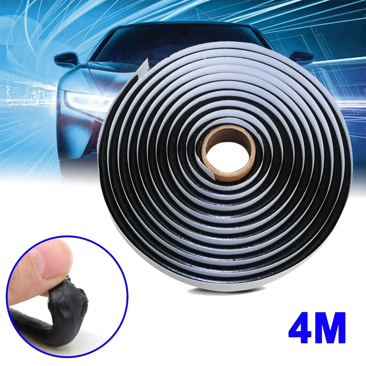 4M Black Car Truck Headlight LED Retrofit Reseal Strip Butyl Rubber Glue Sealant