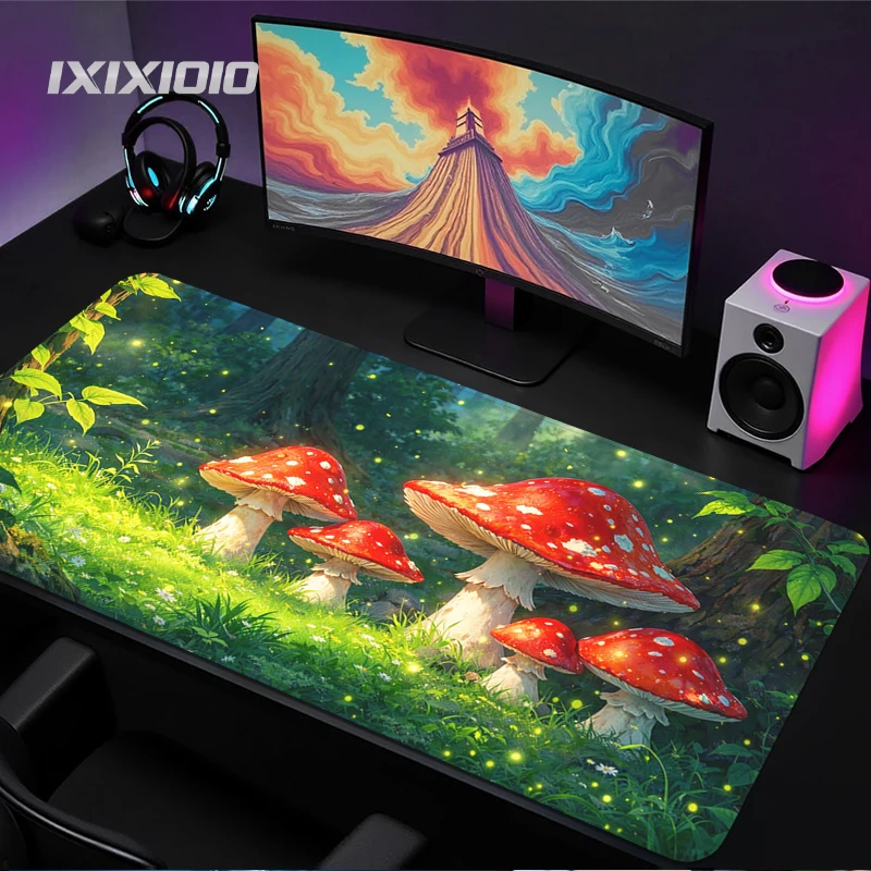 Green Grass Red Mushrooms Mouse Pad Gaming XL New Custom Computer Mousepad XXL Mouse Mat Soft Office Natural Rubber PC Mice Pad