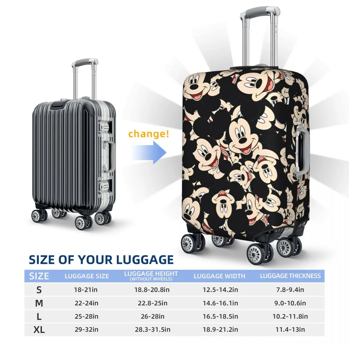 Mickey Mouse Cartoon Suitcase Cover Business Protection Vacation Fun Luggage Supplies