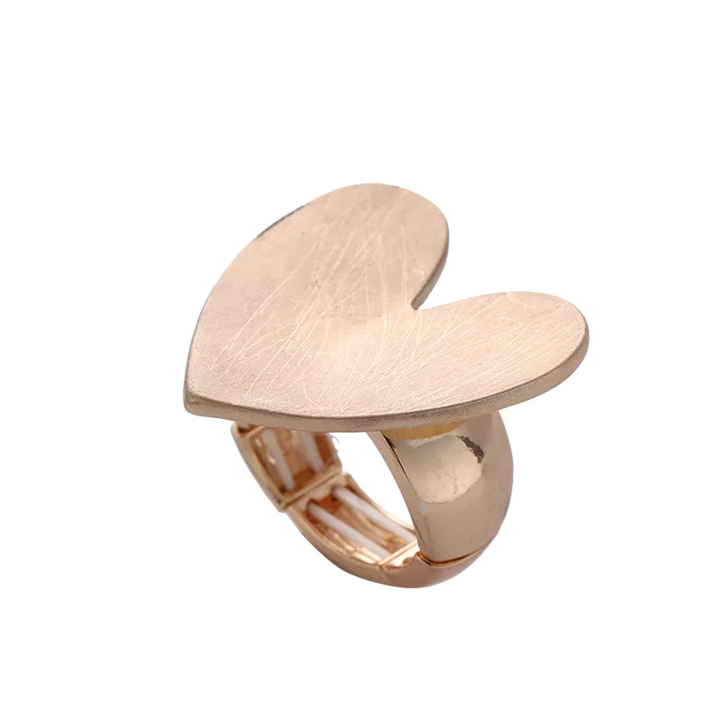 Exaggerated Frosted Heart Cuff Finger Rings For Women Beauty Luxury Fashion New Jewelry Girl Gift Party