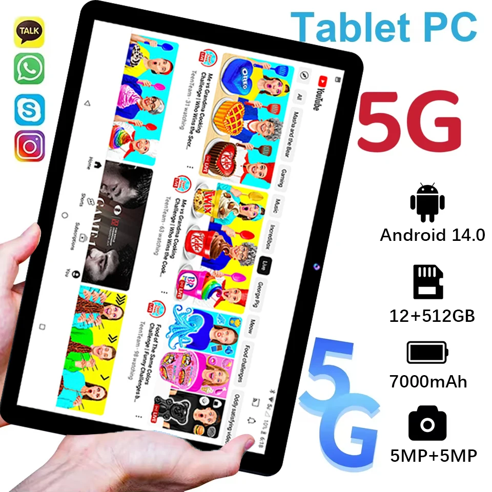 

2025 Новый обновленный планшет с экраном 10,1 дюйма, планшеты Android, восьмиядерный процессор, 2 ГБ ОЗУ, 32 ГБ ПЗУ, двойная сеть, Wi-Fi, двойная камера, планшетный ПК 5000 мАч