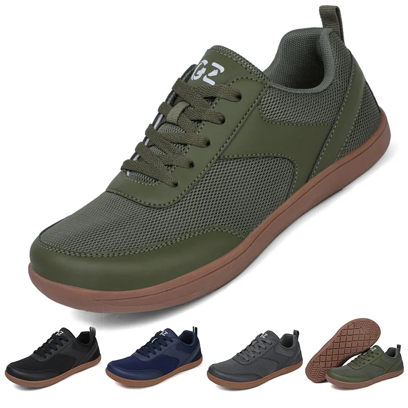 GudaFoot Minimalist Wide Toe Sneakers Unisex Zero Drop Barefoot Shoes Lace Up Mesh Non Slip Casual Sneaker
