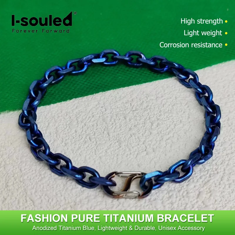 Perfect Gift Ice Blue Titanium Bracelet Unisex Birthday Anniversary Valentines Day Gift for Him Her