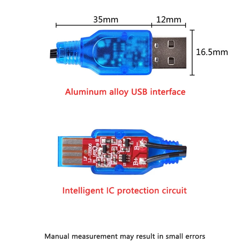 1Pcs 3.7V 400mA Lithium Battery USB Charger Packs SM 2P Forward Plug Electric Toy USB Charging Cable