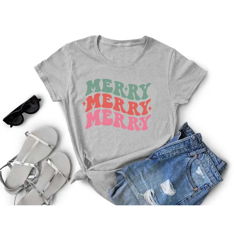 Christmas DTF Heat Transfer Sticker T Shirts Hooding Colorful Letter Fashion Women Iron On print Patches On Clothing