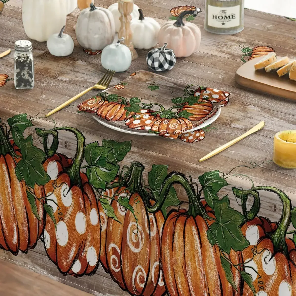 Thanksgiving Autumn Harvest Orange Pumpkin Rectangle Tablecloth Party Decor Waterproof Tablecloth Thanksgiving Decorations