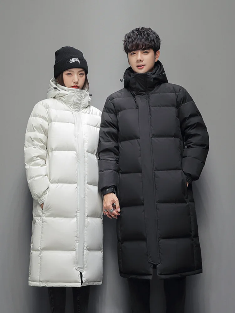 2024 New Mens Long Down Jacket -High-quality White Duck Down Hooded Jacket -30° Couple Thicked Warm Parkas 5XL Men Winter Coats