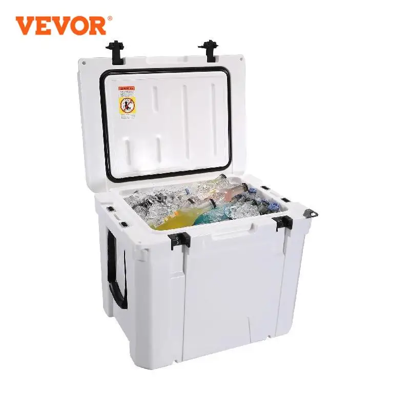 VEVOR Insulated Portable Cooler, 45 qt, Holds 45 Cans, Ice Retention Hard Cooler with Heavy Duty Handle, Ice Chest Lunch Box