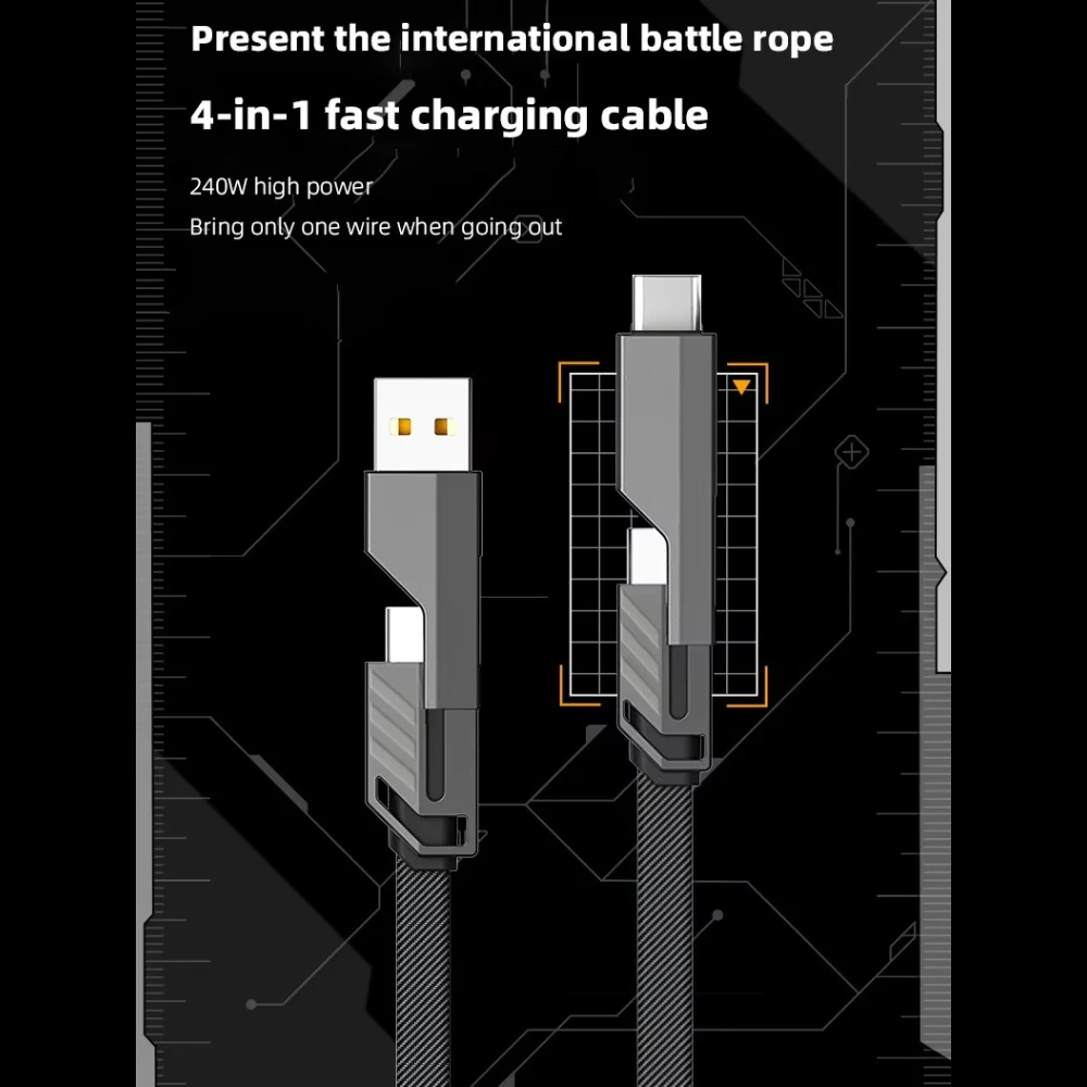 

Essager 4 в 1 240 Вт Usb C To Type C Lightning Кабель для быстрой зарядки для Iphone 15 14 13 Pro Max Xiaomi Huawei Multi Кабель для зарядного устройства