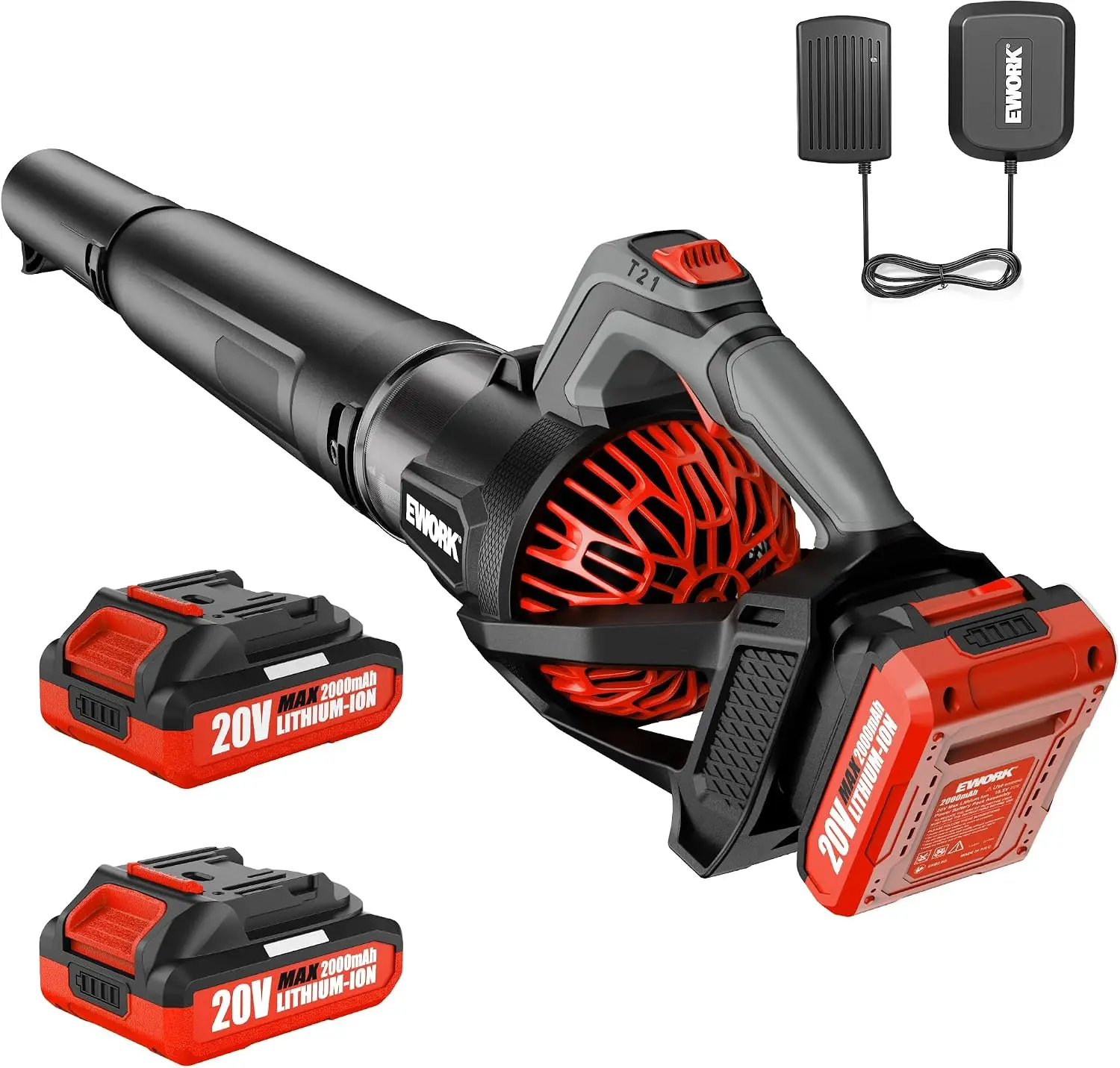 Cordless Electric Leaf Blower, Comes with 2×2.0Ah Batteries and Charger