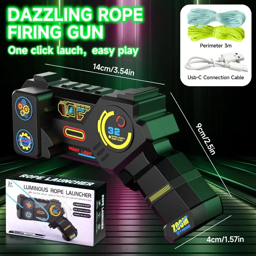 Lanciatore di Corde Elettrico Portatile - Giocattolo Antistress con Corda Regolabile, Propulsore Ricaricabile, Regalo Ideale per Ragazzi e Ragazze