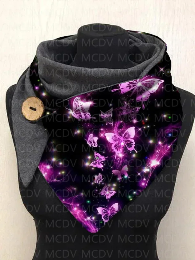 

MCDV Butterfly 3D Printed Warm Fleece Casual Scarf And Shawl for Women Warm and comfortable Scarf 04