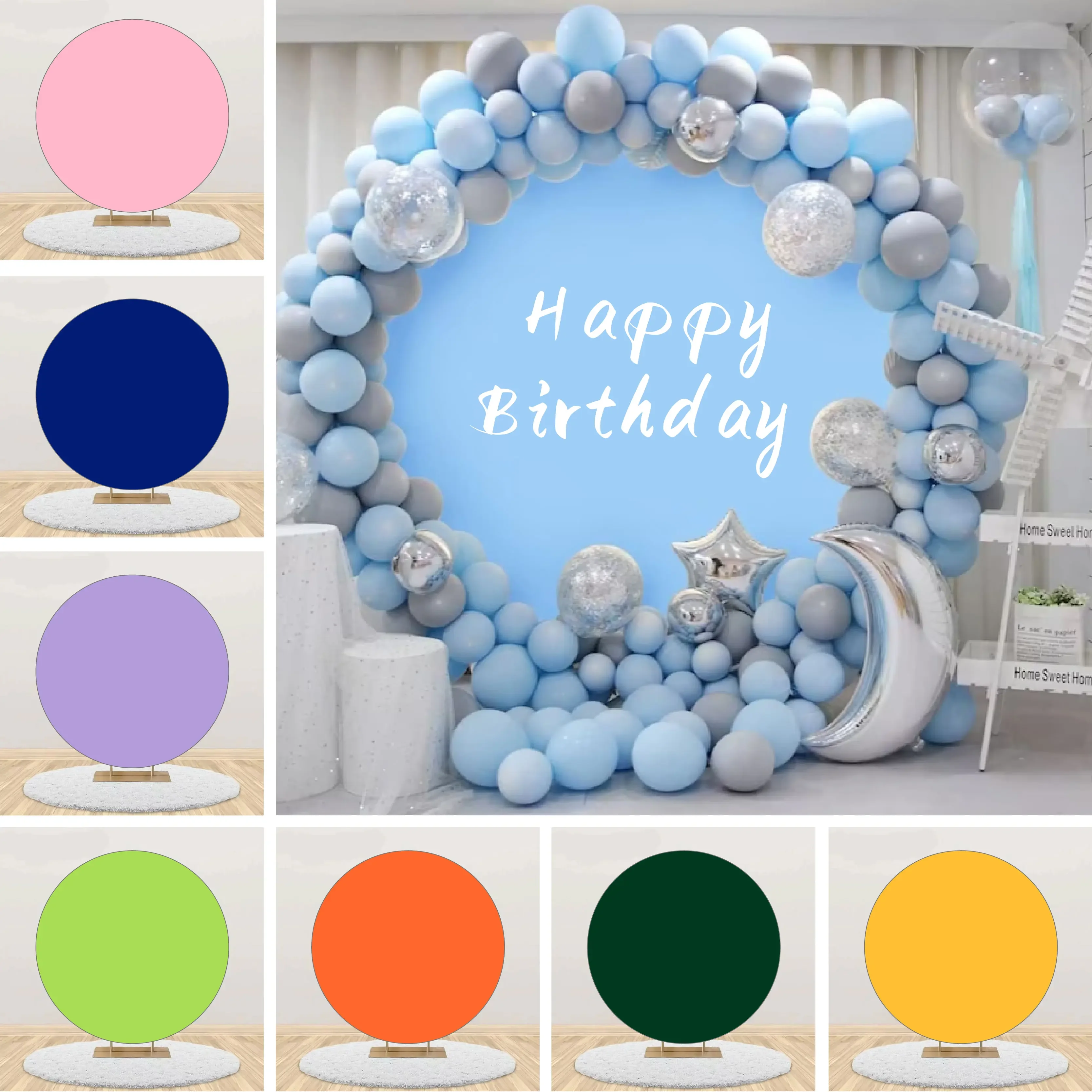 Solid Colors Round Backdrop Covers Party Supplies for Wedding Decoration Birthday and Baby Shower Balloons Background Props