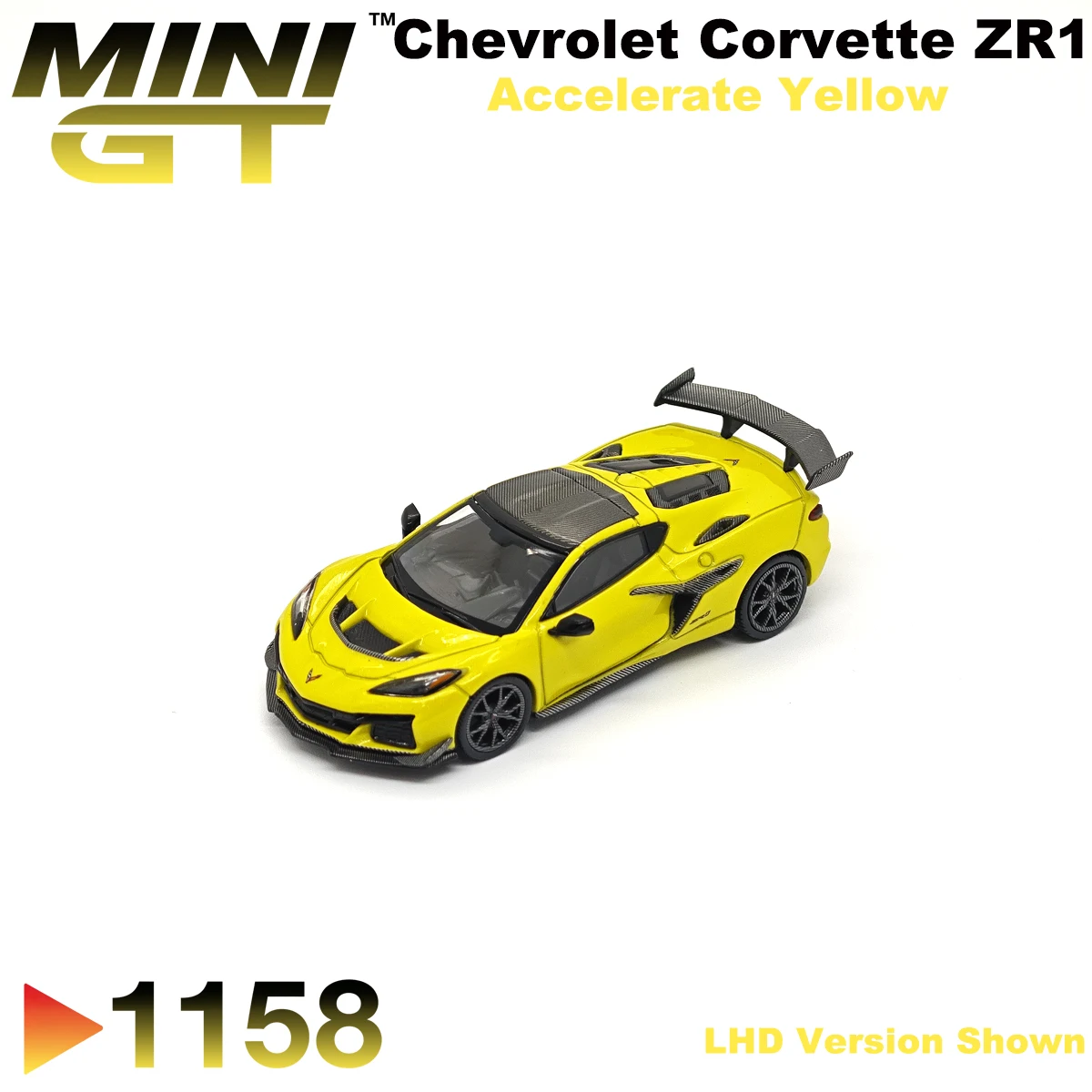 MiniGT 1158 MGT01158 1:64 Chevrolet Corvette ZR1 Accelerate Yellow LHD Collectible Model Vehicles Diecast in Stock Ready To Ship