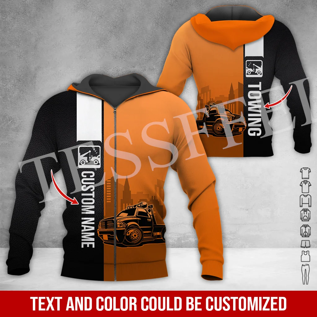 Custom Name Cosplay Tow Truck Driver Trucker Worker Retro Tracksuit 3DPrint Harajuku Casual Pullover Jacket Vintage Hoodies X29