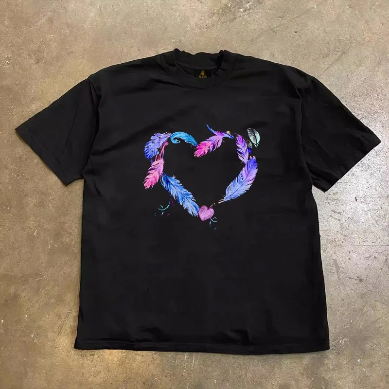 Loose Fit Cotton T-Shirt Unisex Short Sleeve Double Thread UPUPXIA Hero Print Sweat Absorbent round Neck Casual Summer Top