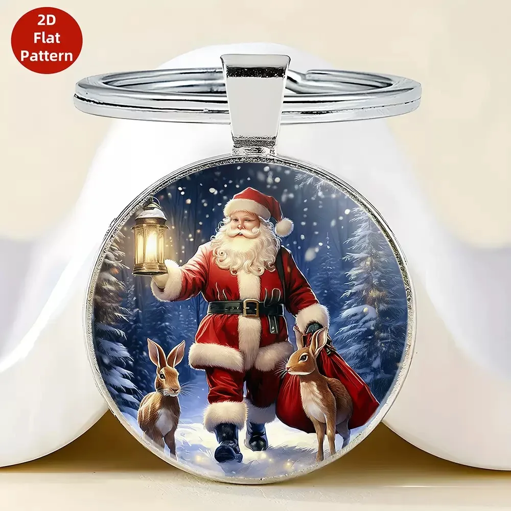 Noter Neuer 4-Stil-Weihnachts-Schlüsselanhänger, Hirsch, Weihnachtsmann, Geschenktüte, Rucksack, Charm-Anhänger, wirtschaftlicher Schlüsselanhänger, Unisex, hohe Qualität