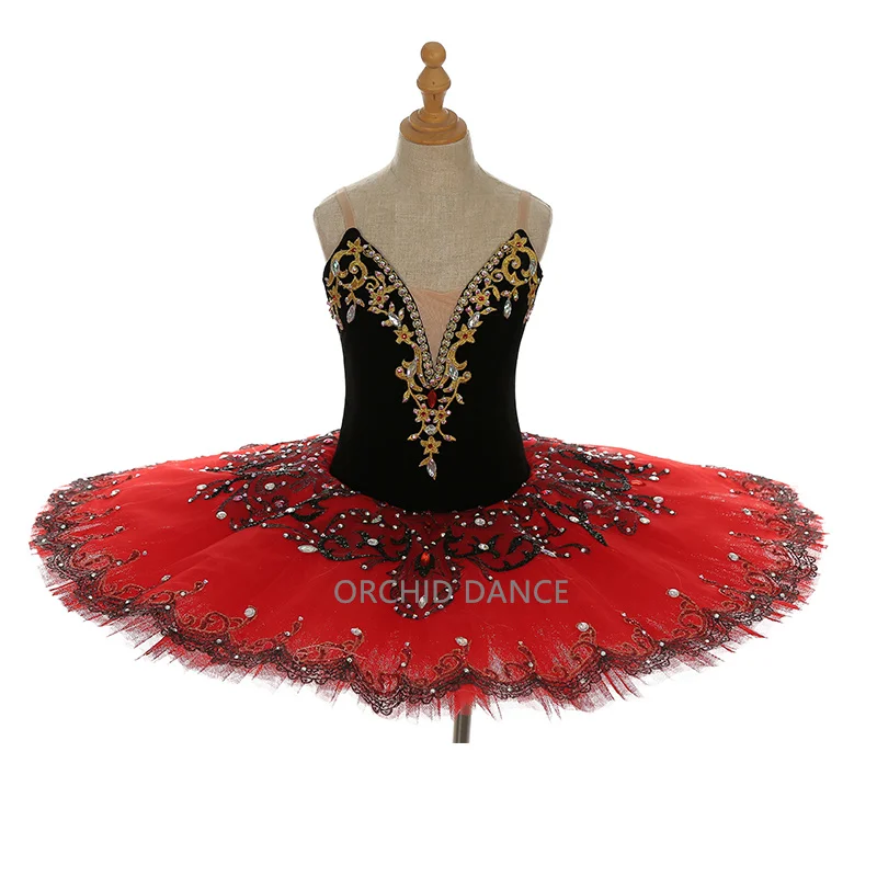 Hot Sale Professional High Quality Custom Size 12 Layers Performance Competition Wear Women Girls Red Ballet Tutu Costumes