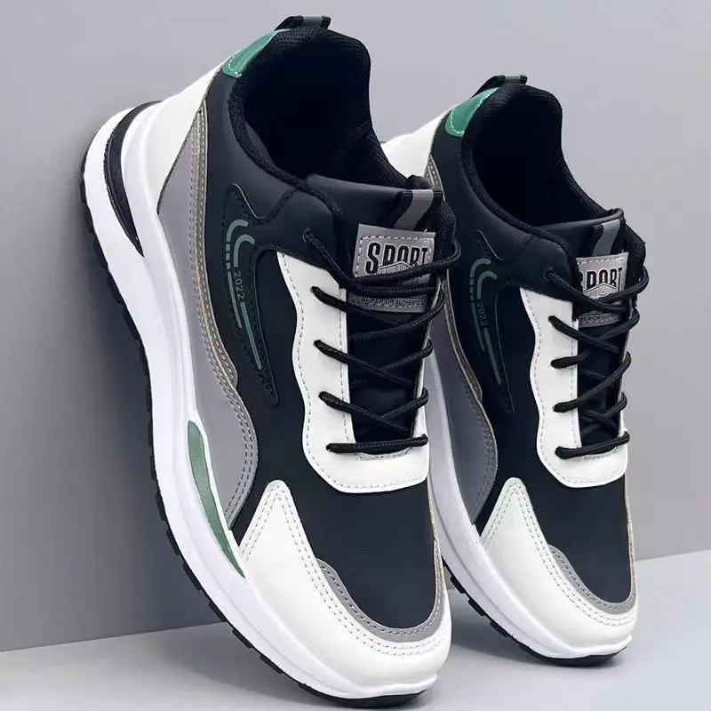 Mesh Sneakers for Men PU Leather Sports Shoes Plus Velvet Men Casual Shoes Male Wear-resistant Mountain Climbing Outdoor Shoes