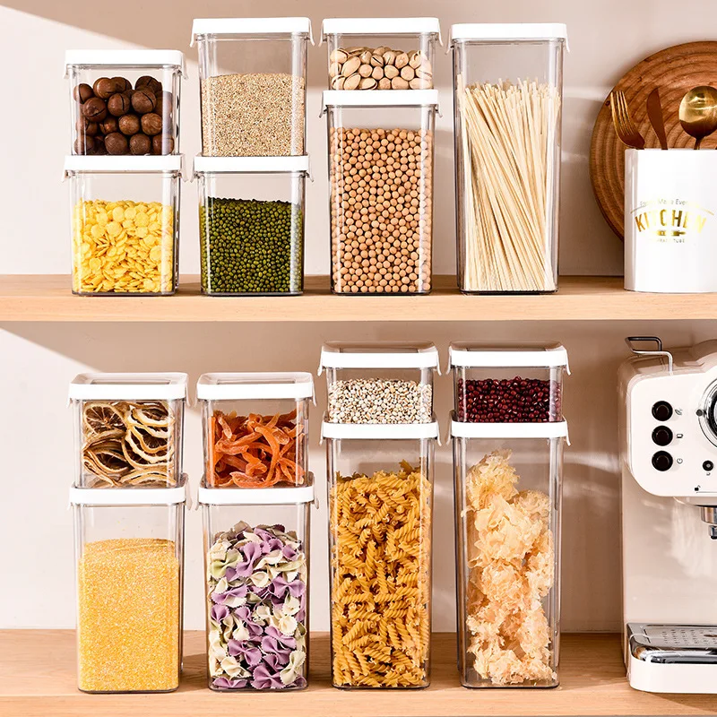 Transparent Spices Storage Jar Hermetic Candy Cookie Preservation Box Kitchen Coffee Beans Cereal Rice Dispenser Organizers