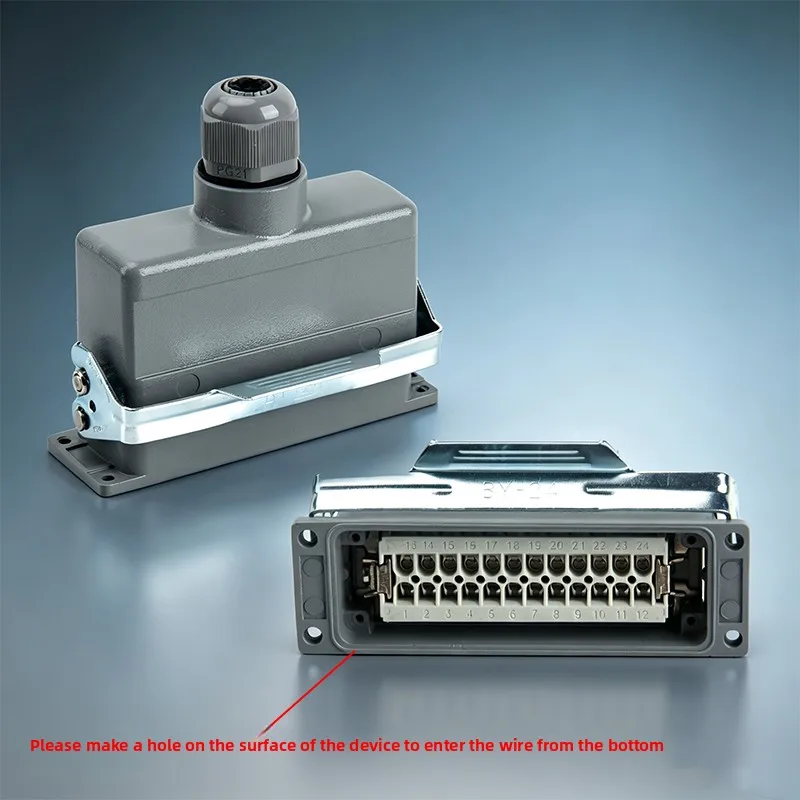 CX 16A/500V single buckle 18-pin 24-pin rectangular heavy-duty connector, male and female docking aviation plug