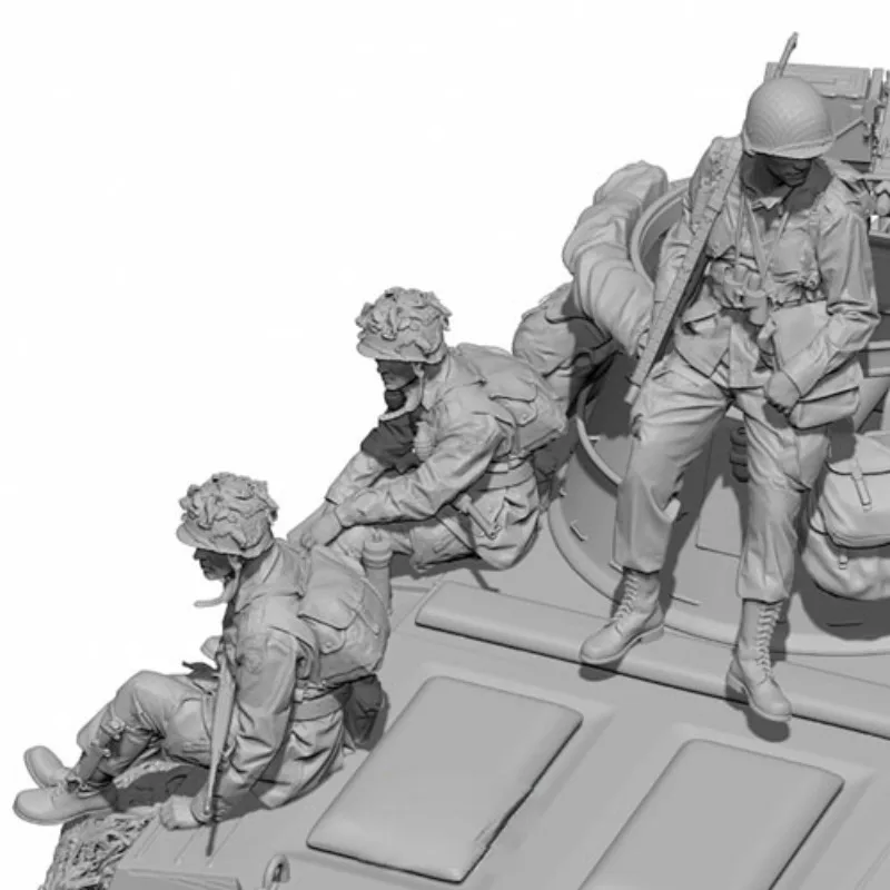 1/35 US Army Resin Figure Assembled Model Kit Tank Carrying Soldiers 3 People Hobby Miniature Unassembled Unpainted DIY Toys