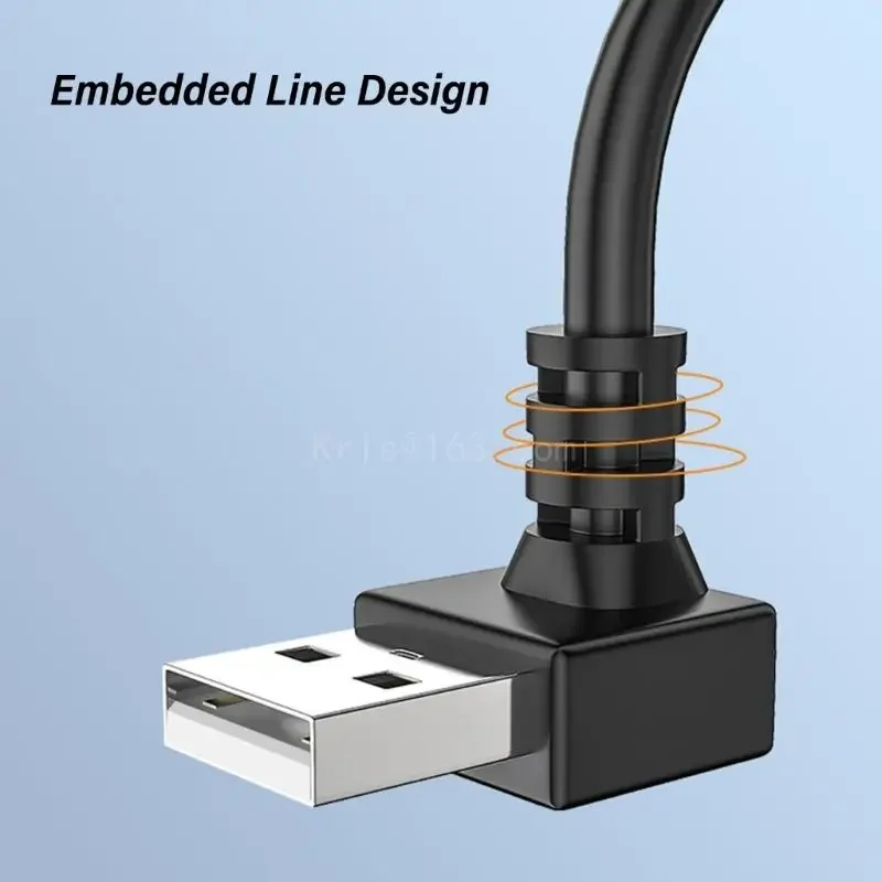 USB 2.0 Extension Cable 480Mbps 90 Degree Right/Left/Up/Down Angles Charging Cable Space Saving Black