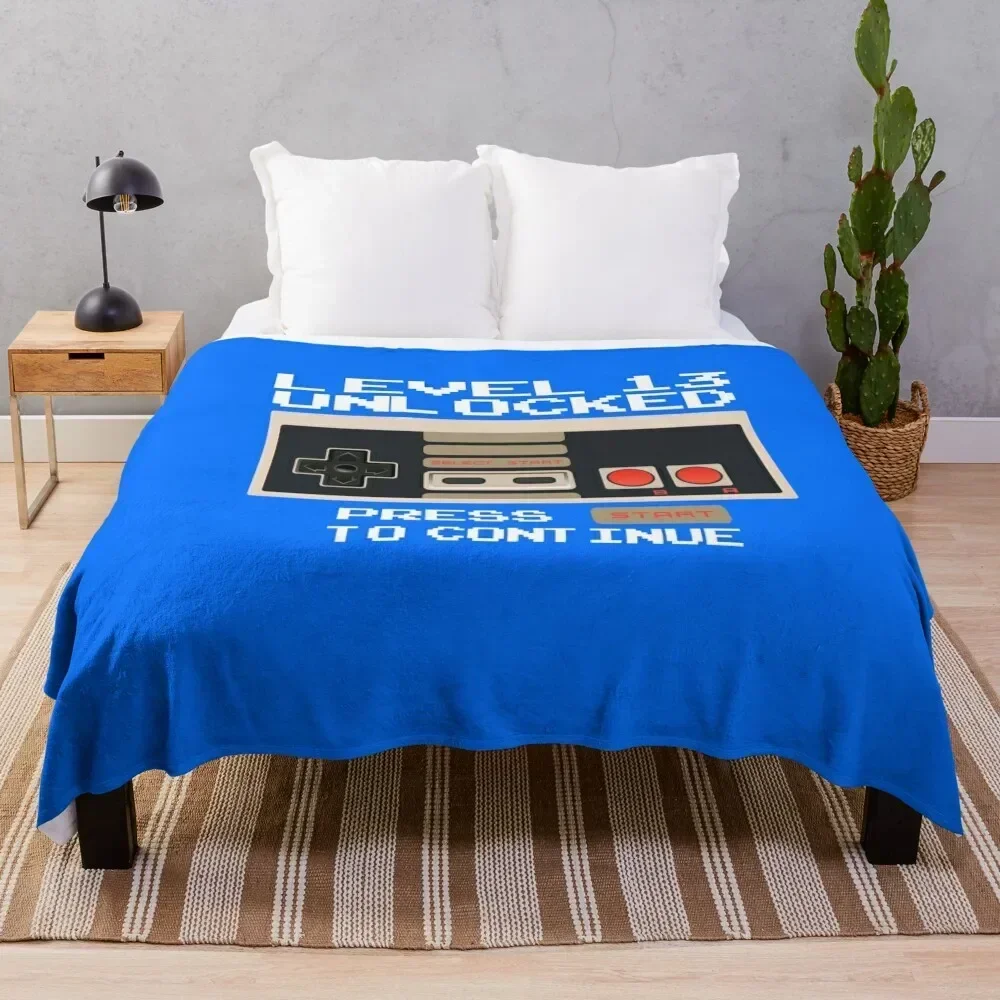 

Level 13 Unlocked Funny 13th Birthday Gift for Video Gamers Throw Blanket Warm Cozy Throw Blanket for Living Room Couch
