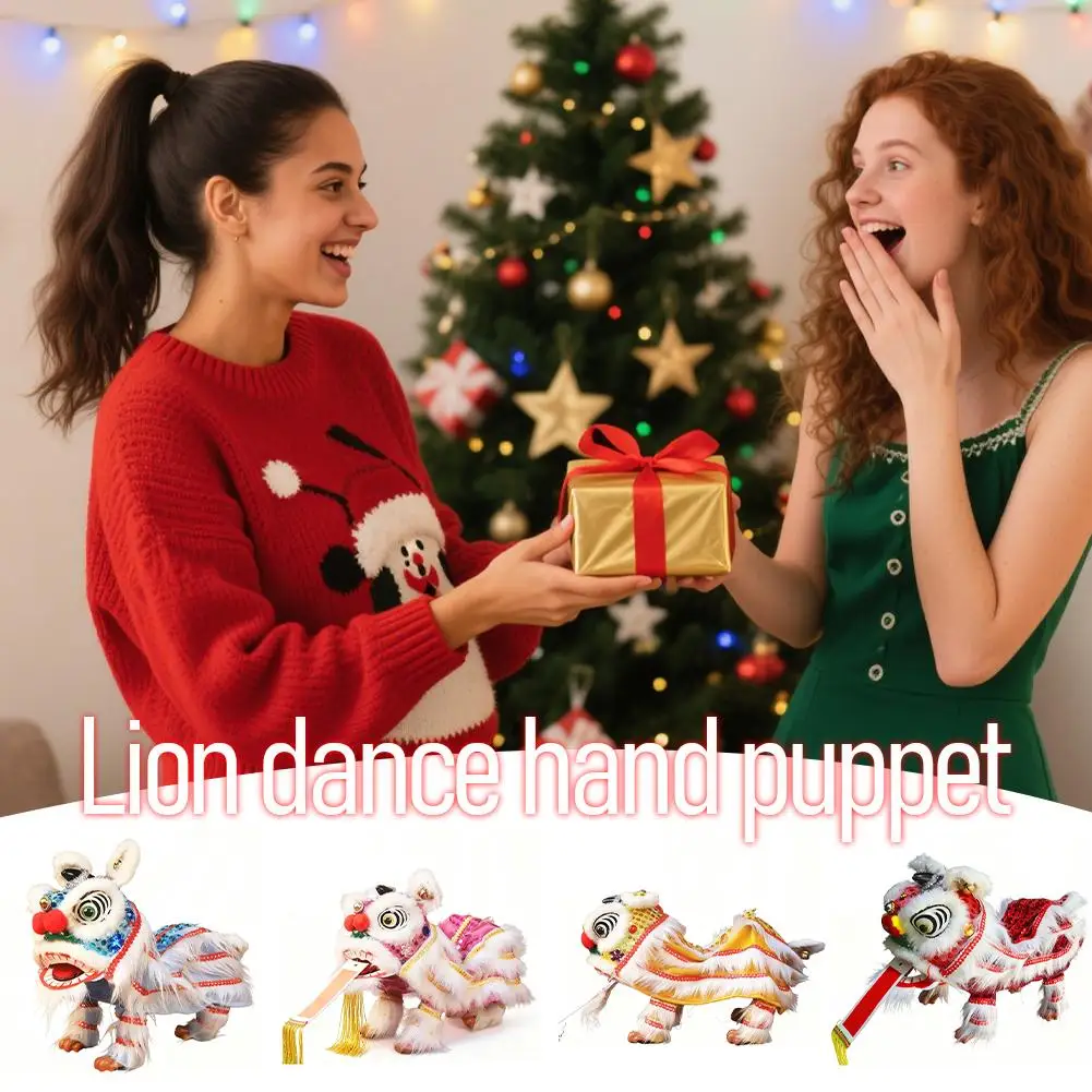 หุ่นเชิดสิงโตเต้นรำจีน ของเล่นหุ่นเชิดสิงโตเชือก หุ่นเชิดสิงโตเต้นรำ ของที่ระลึกงานเทศกาล งานฝีมือ ของขวัญสำหรับเด็ก