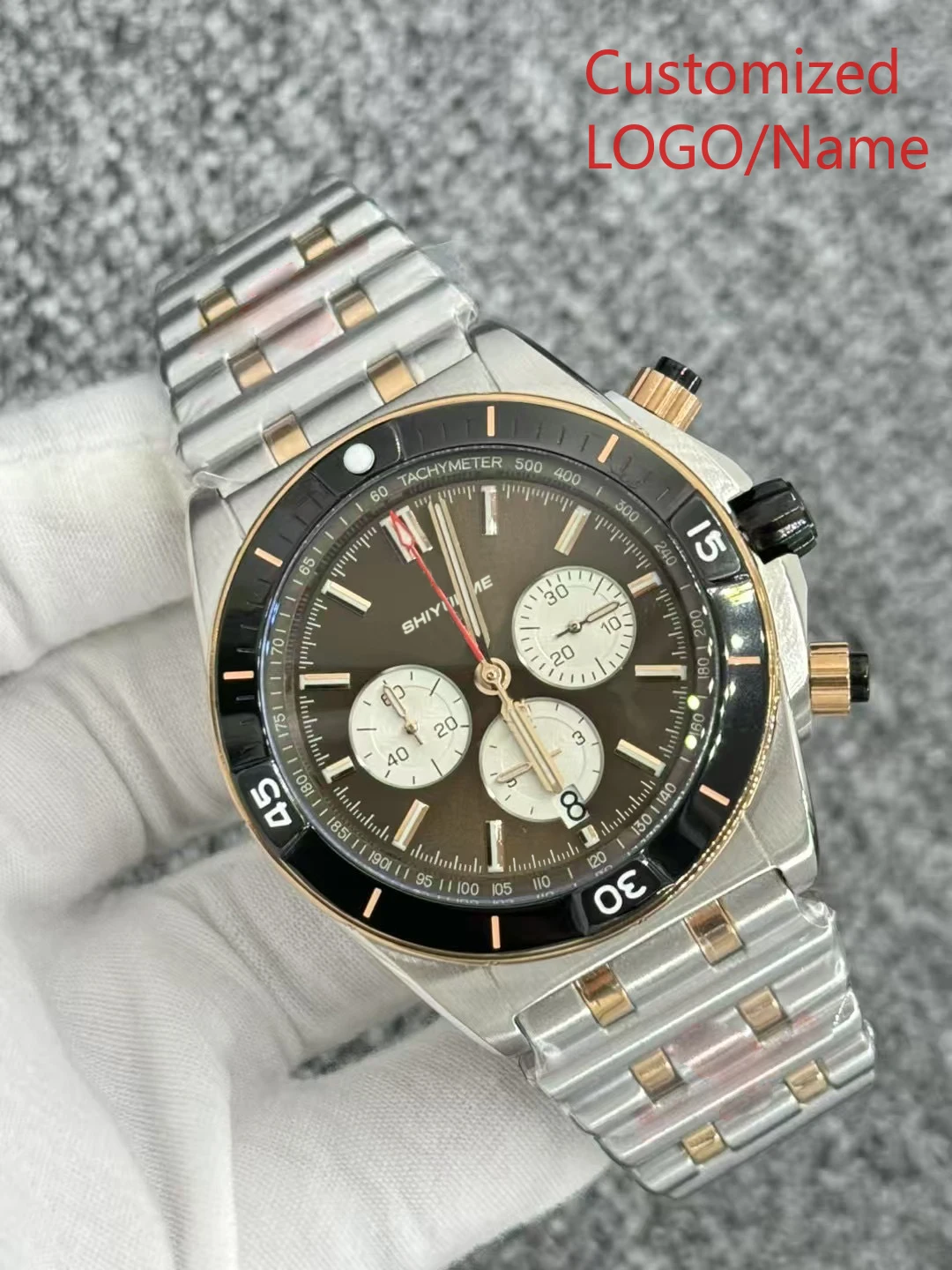 46MM Unisex Sports Watch World Time 904L Stainless Steel All Hands Fully Functional