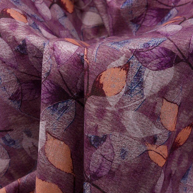 

1 ярд, новая ткань рами для материала, ткань с принтом листьев, дизайнерский халат, платье, брюки, рубашка, пальто, ткань