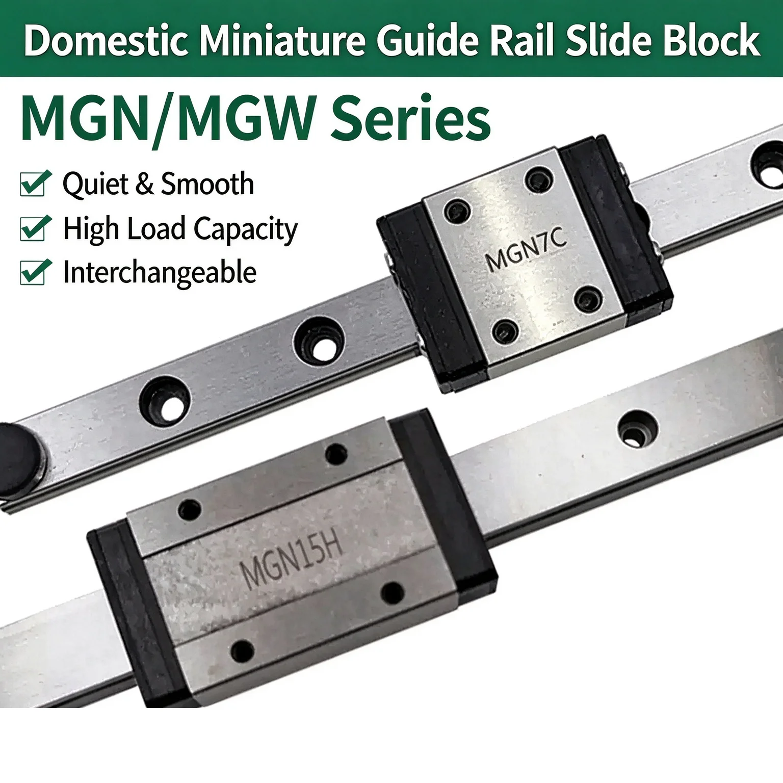 1PCS Miniature MGN Linear Guide Rail Slide 7/9/12/15 L 100-800mm with 2PCS Black Blocks for 3D Printer Movement System