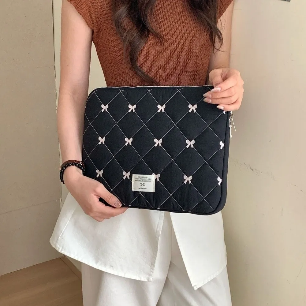 

Carring Case Cute Bow Laptop Sleeve Soft 13-14inch Computer Bag Shockproof Notebook Pouch Office