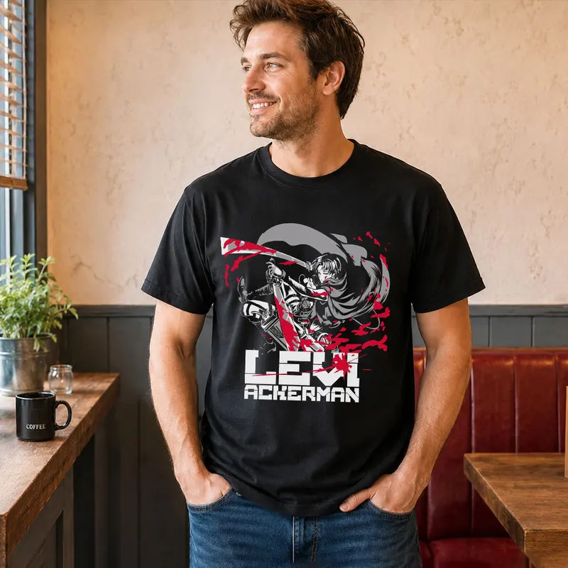 Levi Ackerman Attack on Titan Anime T Shirt, 0809 Manga Casual Streetwear, Unisex Short Sleeve Graphic Tee for Fans
