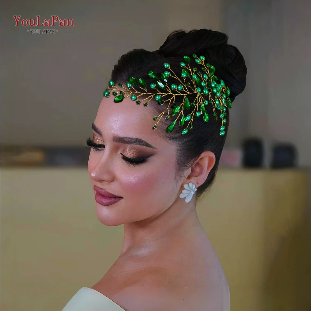 

YouLaPan Pearl Rhinestone Hairpiece Bridal Wedding Hair Accessories Fashion Woman Party Headband Bride Crystal Headwear HP84