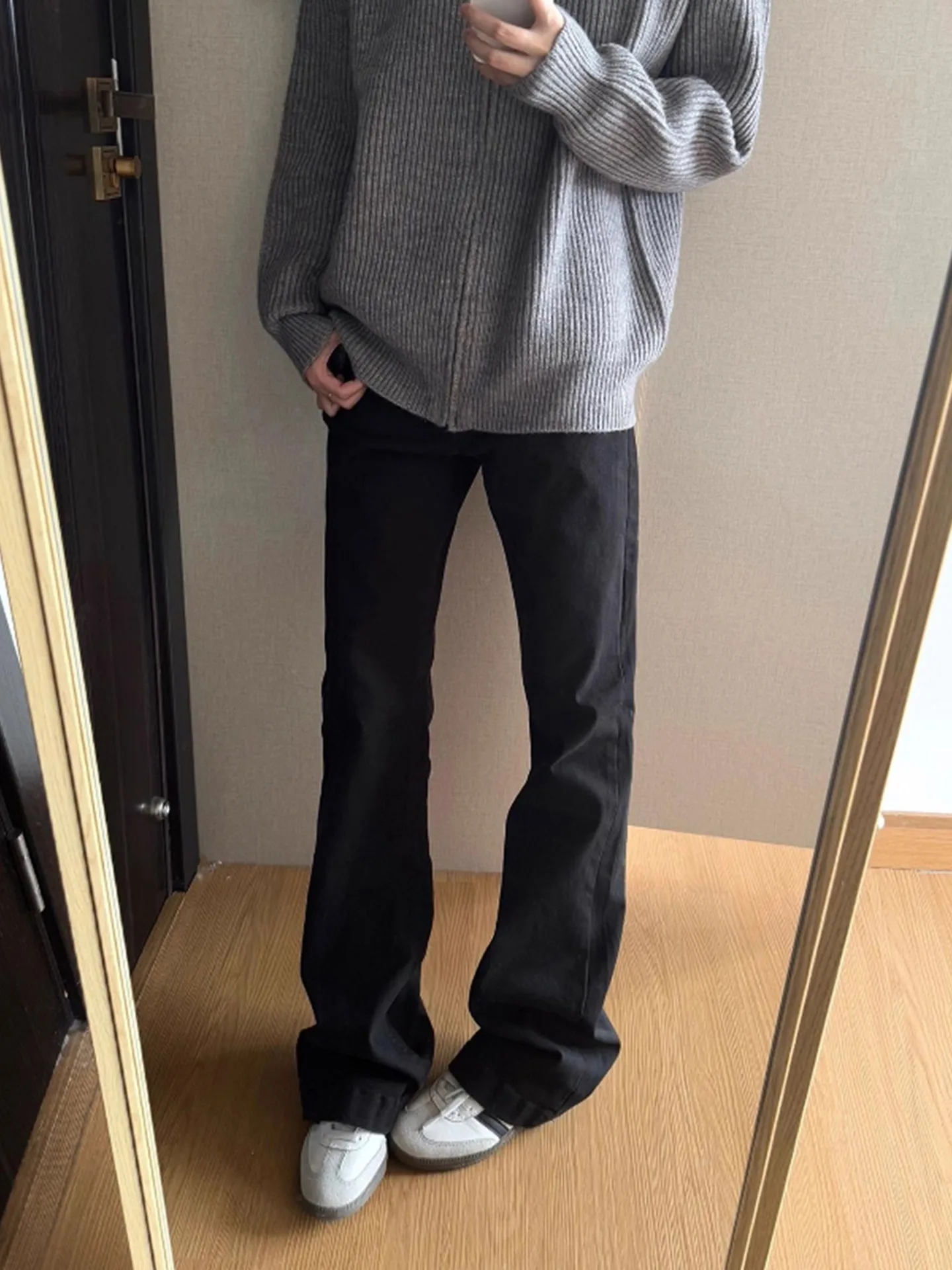 

Мужские джинсы Zlayco Bla Knife, облегающие прямые брюки с микро-клеш, уличные американские брюки, осенняя мода, молодежный хлопок...