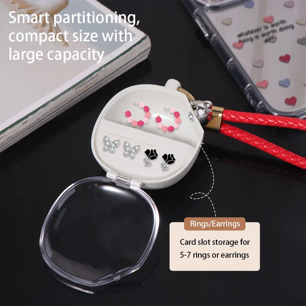 

Mini Jewelry Storage Box Transparent Trinkets Storage Portable Travel Organizer Ring Jewelry Display Storage Case Keychain