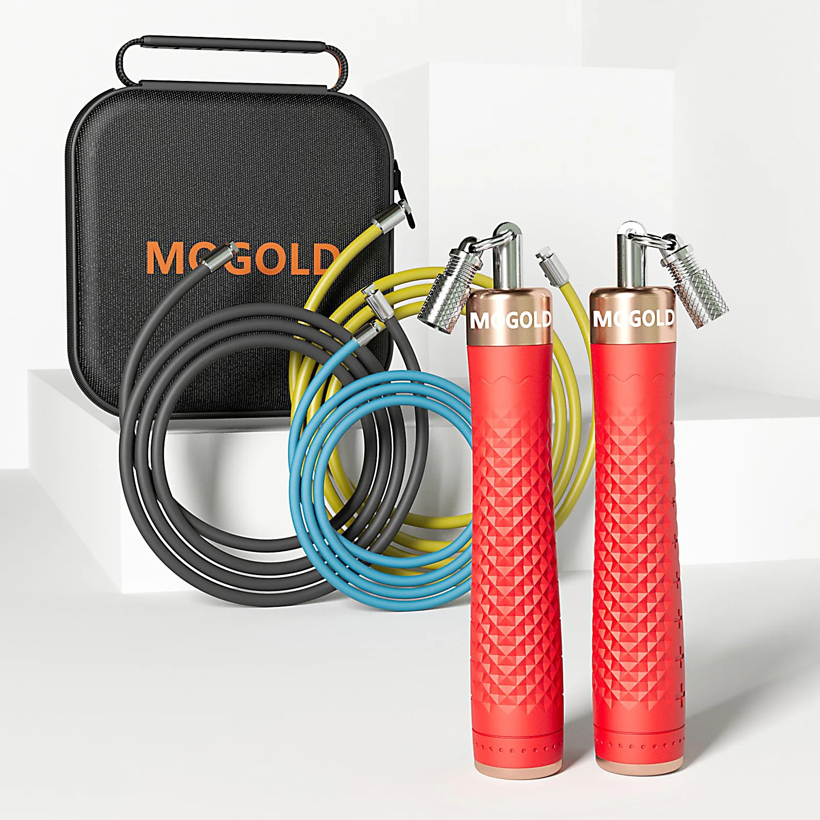 1 Set MOGOLD Professionelles Springseil für Erwachsene, gewichtet, Fettverbrennung, Körperformung, Indoor-Fitnessstudio, Trainingsgeräte, Aerobic, Unisex