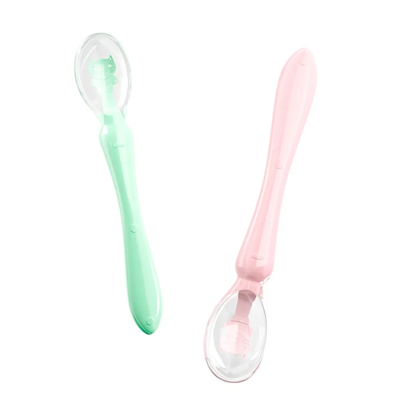 2pcs Newborn Baby Silicone Soft Spoon Child Feeding Tableware Silicone Spoon Feed Water Rice Cereal Fruit Puree Solid Food Spoon