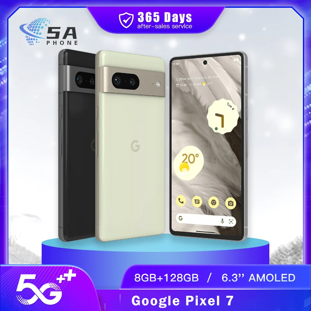 Оригинальный мобильный телефон Google Pixel 7 5G NFC 8 ГБ + 128 ГБ 90 ГБ AMOLED 6,3 дюйма 50 МП + 12 МП + 10,8 МП Tensor-G2 восьмиядерный смартфон Android