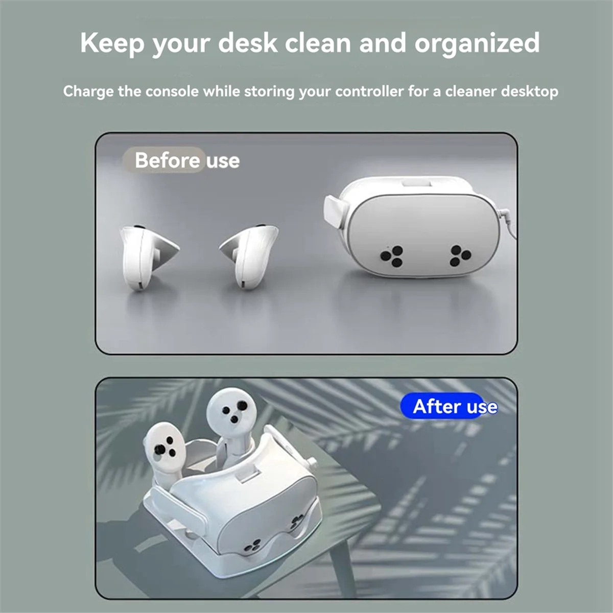 لخوذة الواقع الافتراضي 3S مقبض قاعدة شحن مقعد الاتصال مع قاعدة شحن ضوء الغلاف الجوي الأبيض