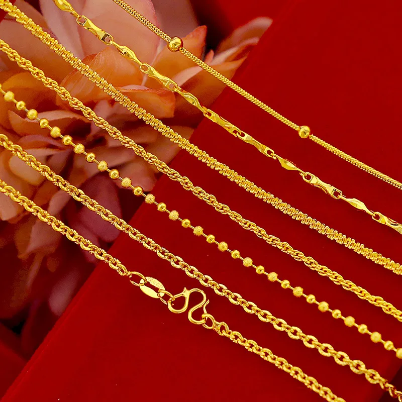 Japanese and Korean fashion women's ingot necklace 9999gold