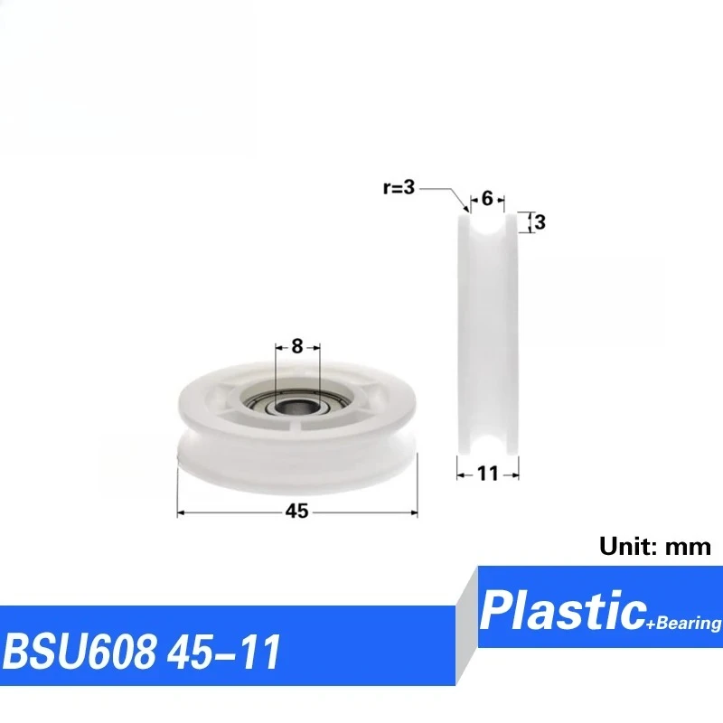 الفتحة الداخلية 8mm608 بكرة تحمل مطلية بالبلاستيك على شكل حرف U