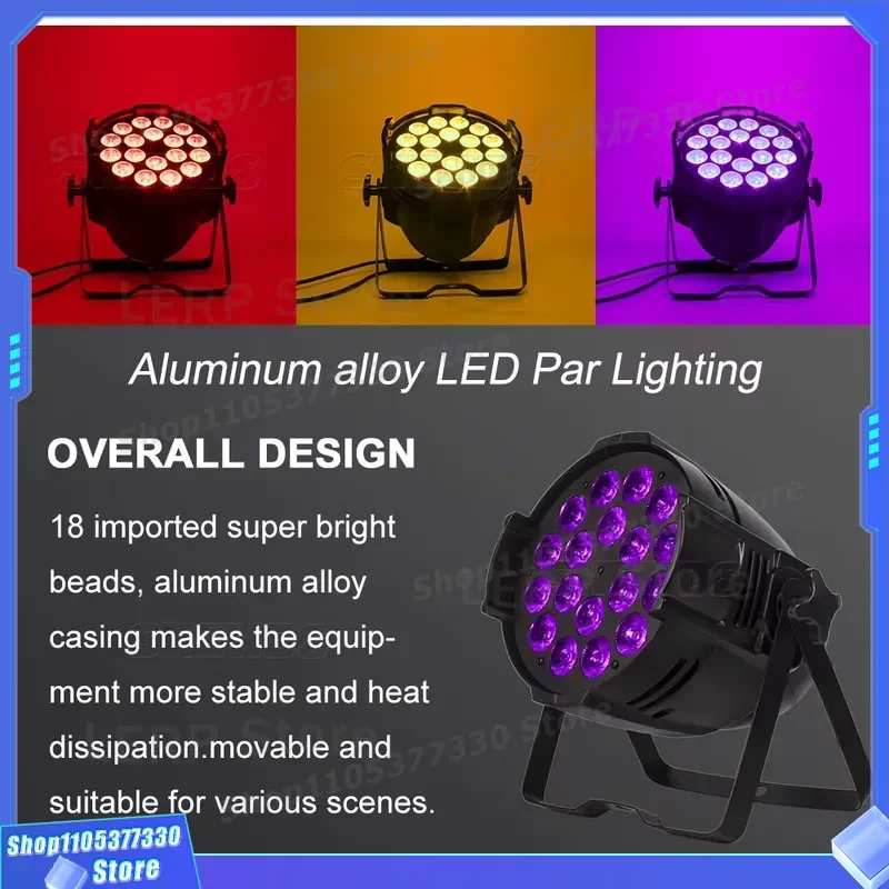 18 Lens RGBWA UV 4in1 LED Par Light 12W Stage Lighting Aluminum Alloy Large Beam Effect Professional DJ Disco Party Show