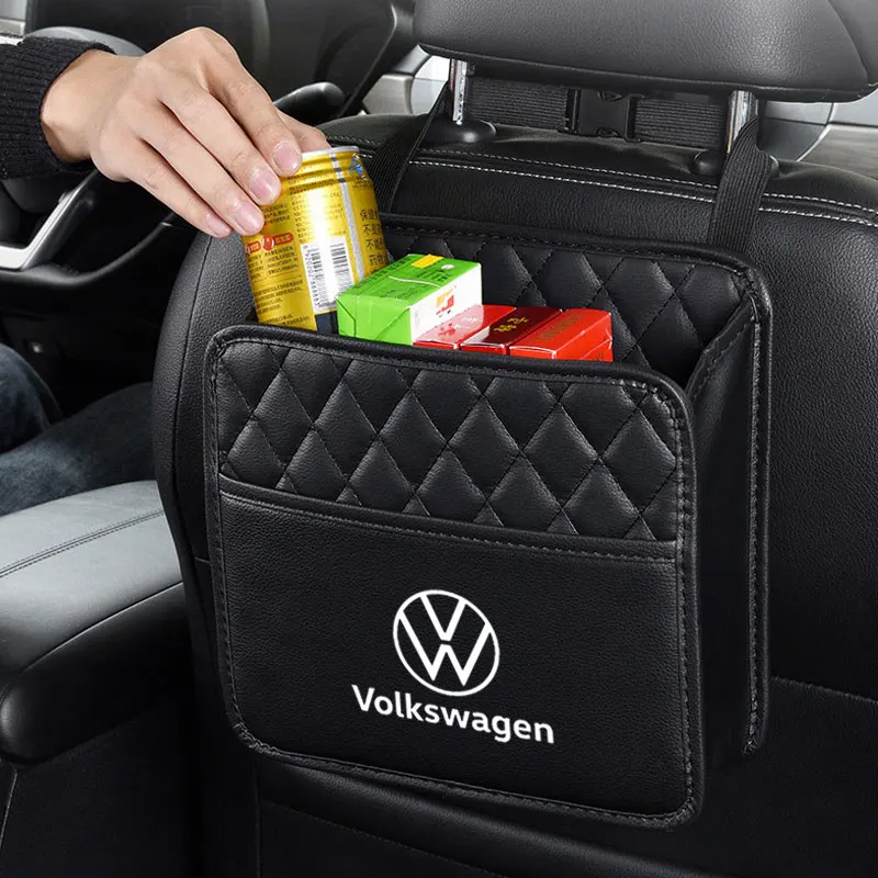 Car Back Seat Storage Bag Cup Snack Mobile Phone Organizer For Volkswagen VW Jetta Polo T5 T6 Sharan Touareg Gol T-Cross Touran