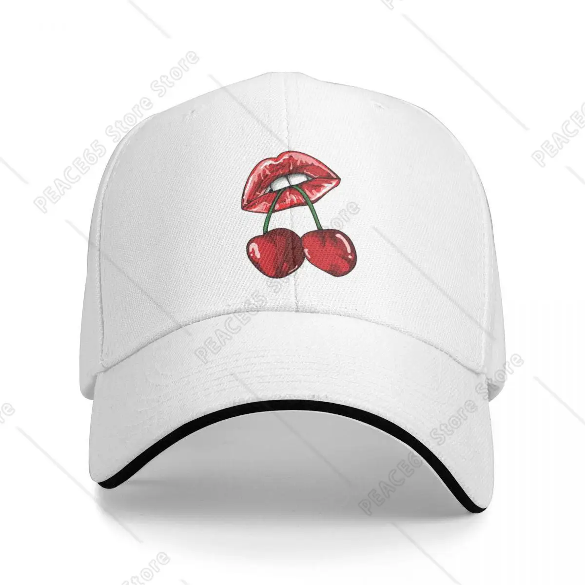 

Cherry Big Red Mouth High Qualiy Baseball Cap Unisex Cherries Fashion Hip Hop Trucker Caps 2024 New Sunscreen Hats