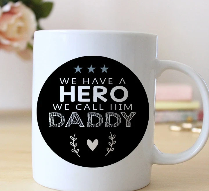 

We Have A Hero Father Cups Parent Papa Tea Gifts Coffee Mug Ceramic Teaware Coffeeware Dad Creative Cup Personalized Gifts